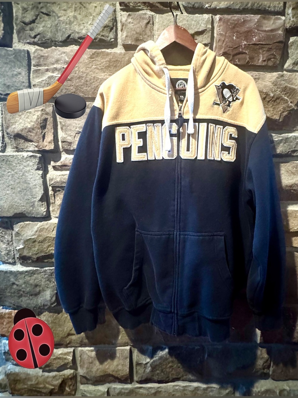 Men’s Black and Gold Full-Zip Hoodie Pens -XXL